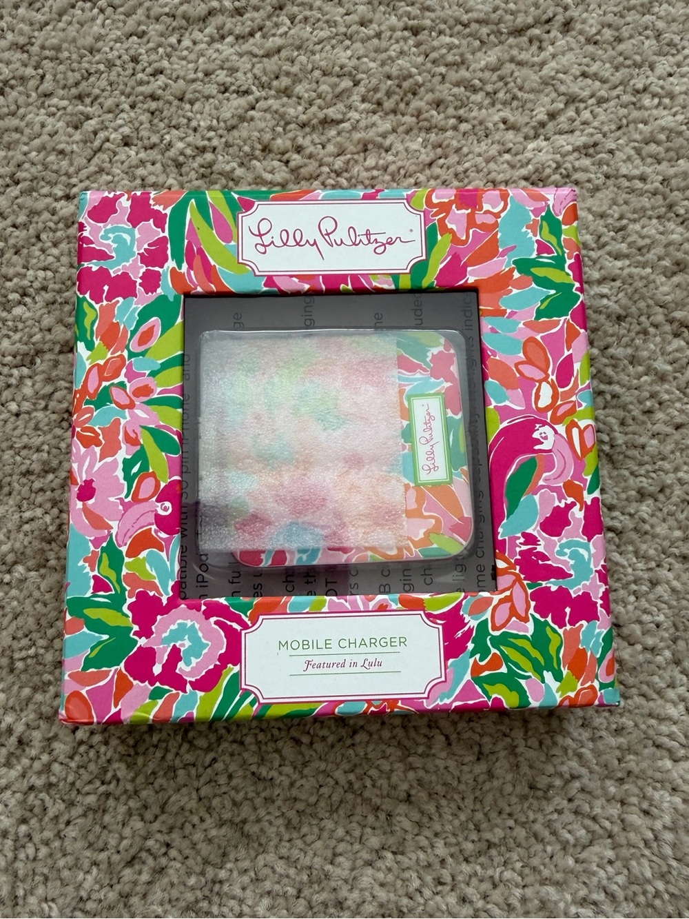 Lilly Pulitzer Multicolor Floral Portable LuLu Mobile Charger Pink